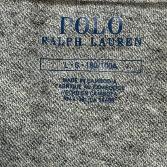 Polo Ralph Lauren Long Sleeve Heather Gray Crewneck Tee Size L - Picture 3 of 5
